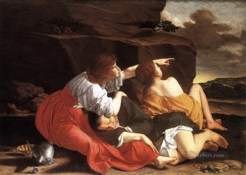 Orazio Gentileschi Painting - Lot y sus hijas pintor barroco Orazio Gentileschi